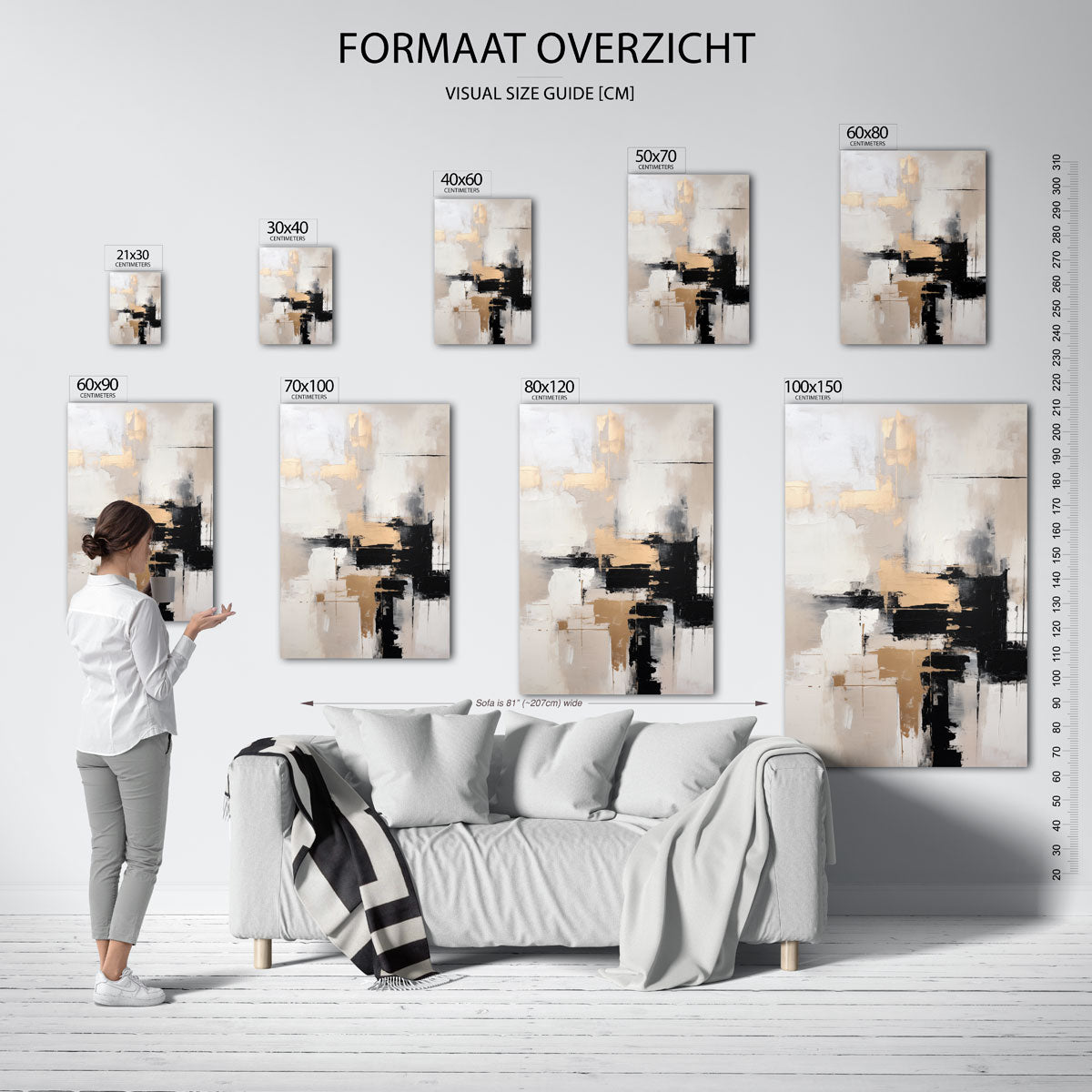 Abstracte vormen – staande muurposter met botanisch thema