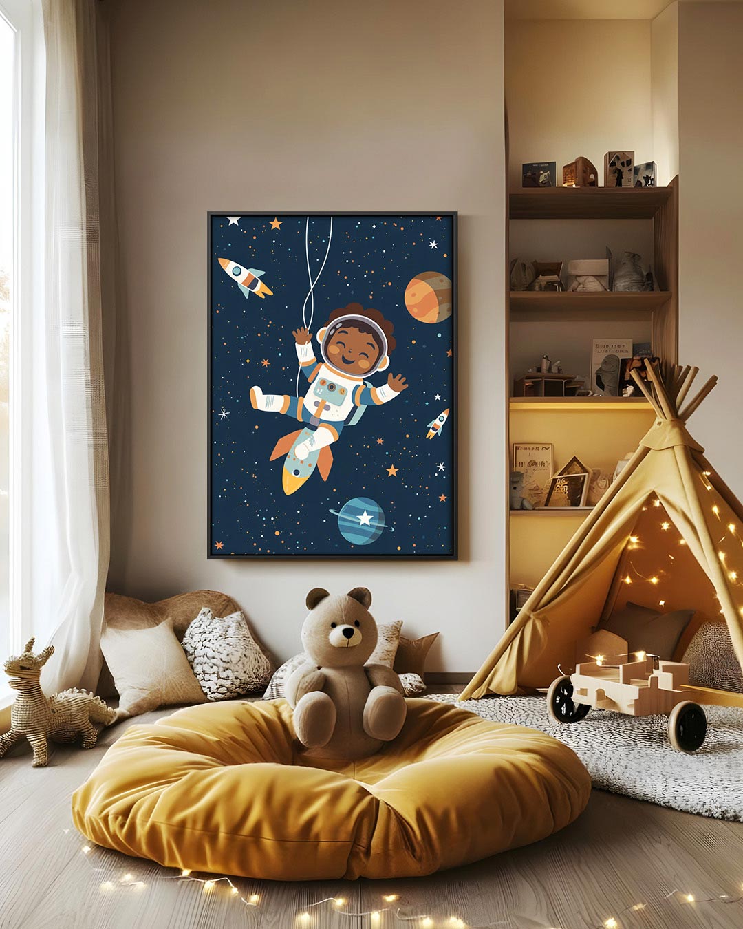 Vrolijke ruimte avontuur – decoratief kunstwerk voor aan de muur