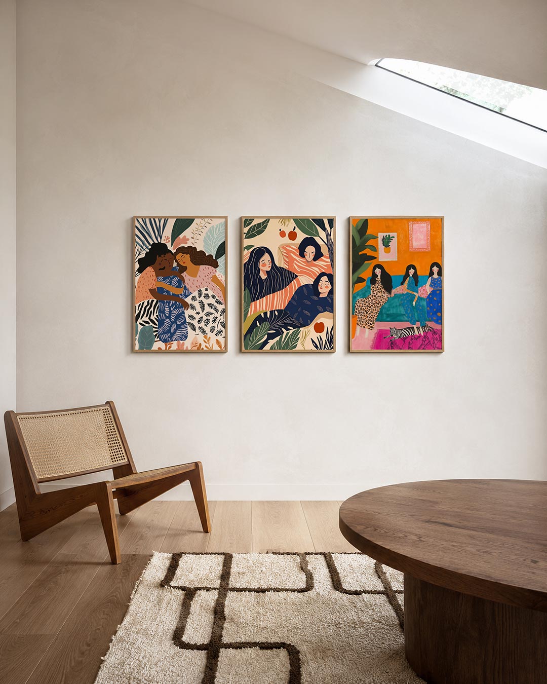 Vorm en kleurharmonie posterset – derde productweergave – deze posterset in drie delen toont warme kleuren en