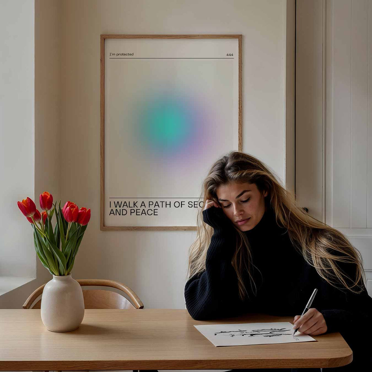 Veiligheid en Vrede Wandposter – mindful poster als rustige wanddecoratie