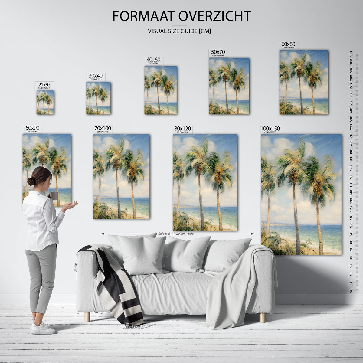 Palmbomen aan zee – staande muurposter met jungle thema