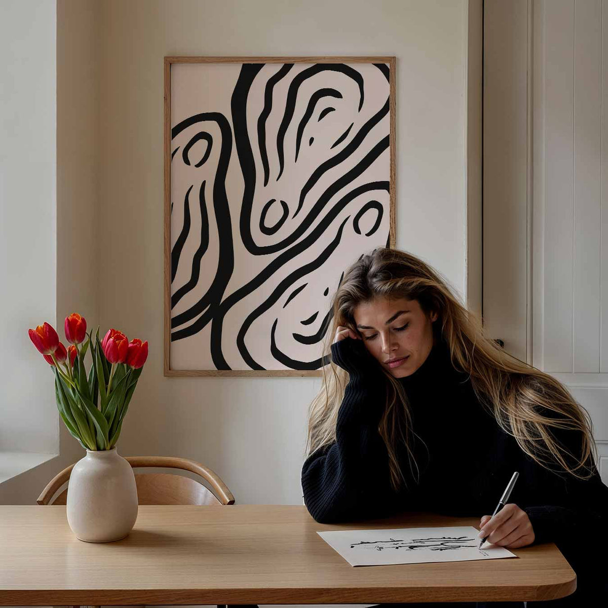 Stijlvolle Abstracte Kunstposter – keuken portret poster, afbeelding 7