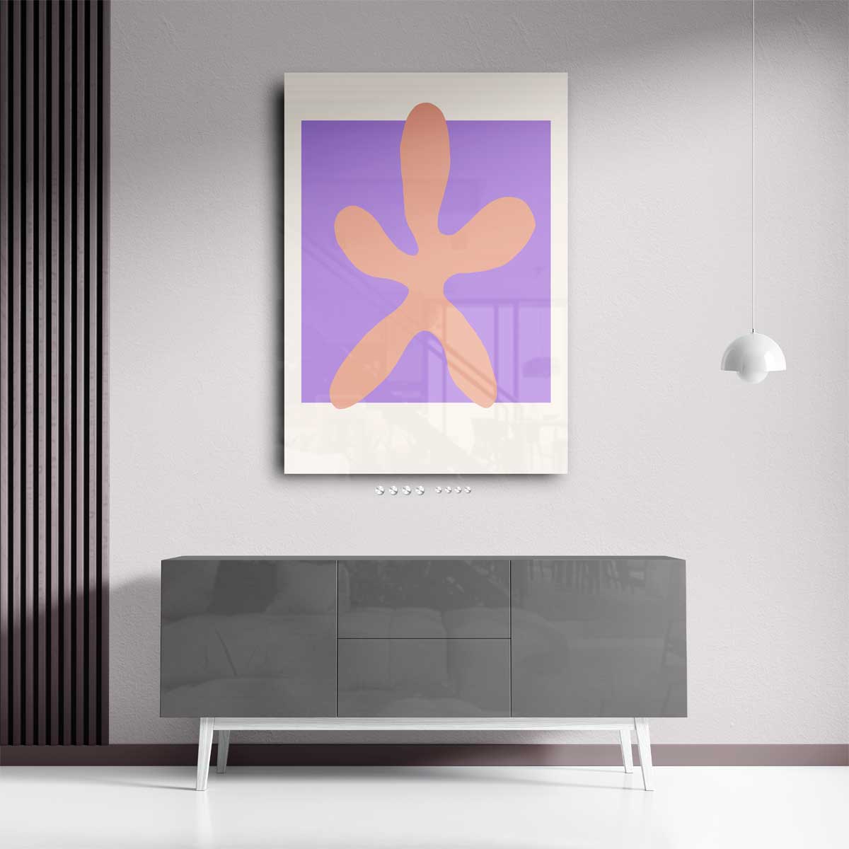 Zachte Vorm op Paarse Achtergrond – portret kunstwerk als wanddecoratie, afbeelding 13
