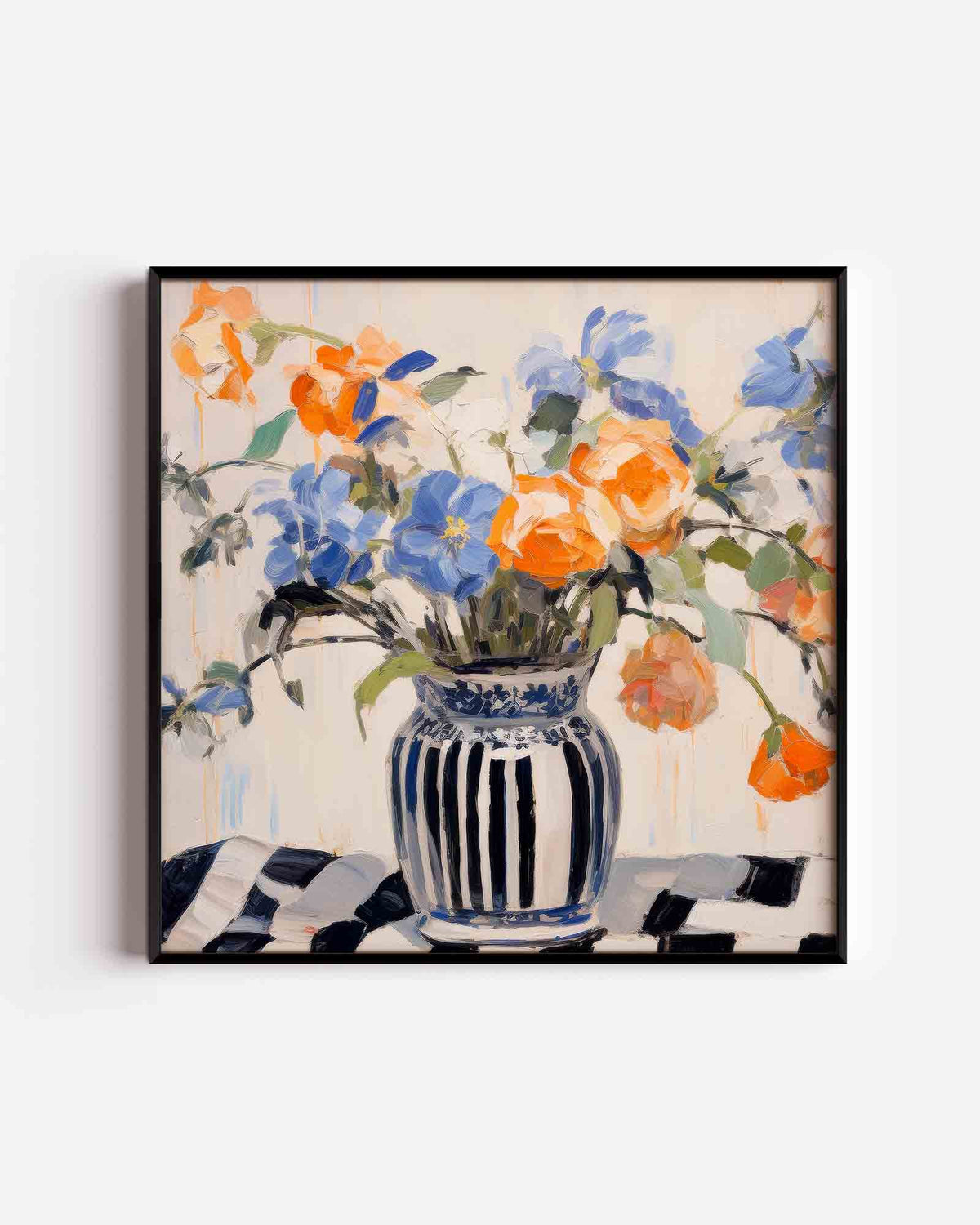Bloemen in vaas – vierkante poster met kleur en vormen als wanddecoratie