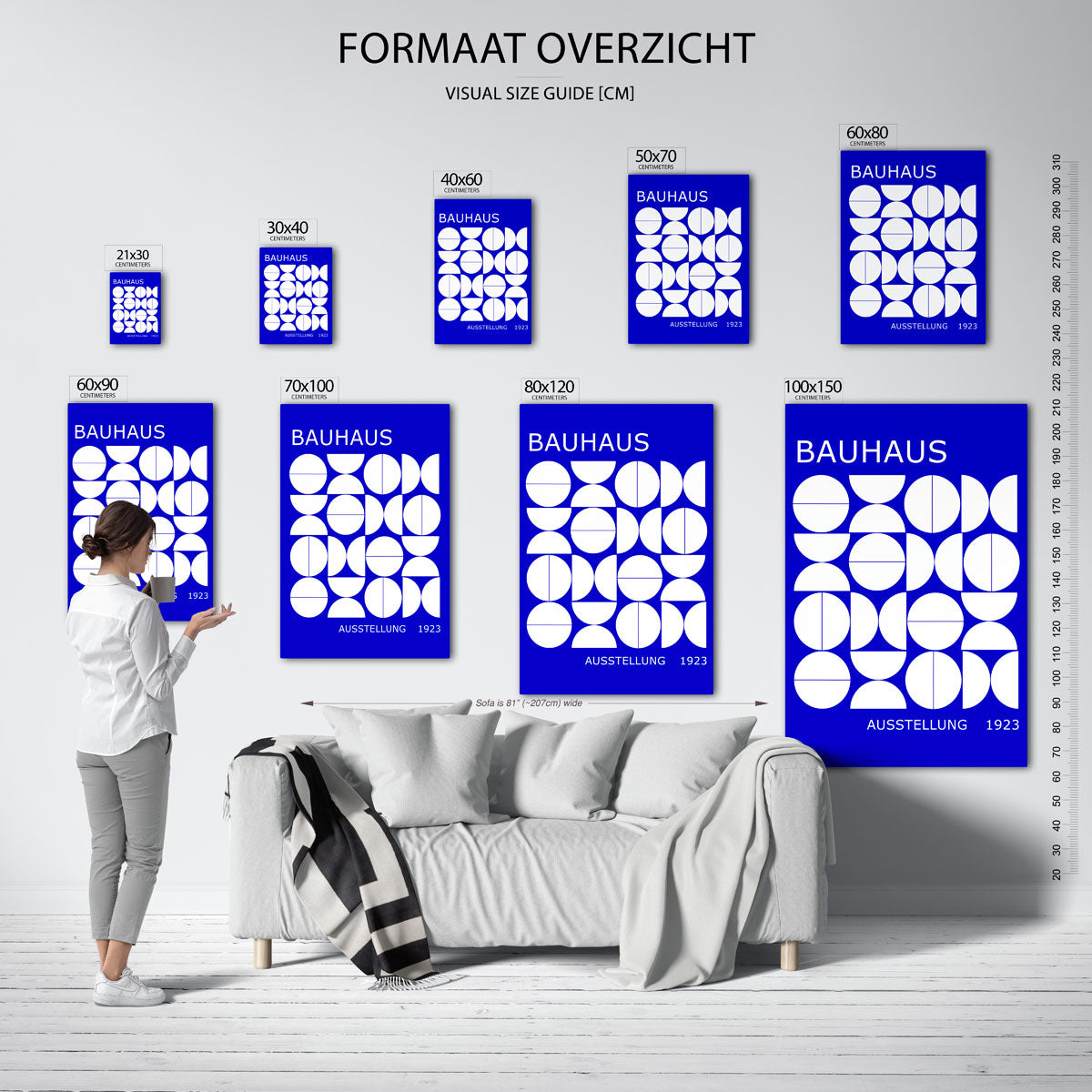 Vormritme en kleur – geometrische poster in Bauhaus-stijl van WallArtistic