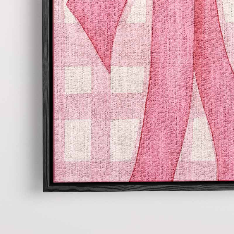 Roze Strik – kunstwerk met zwarte baklijst