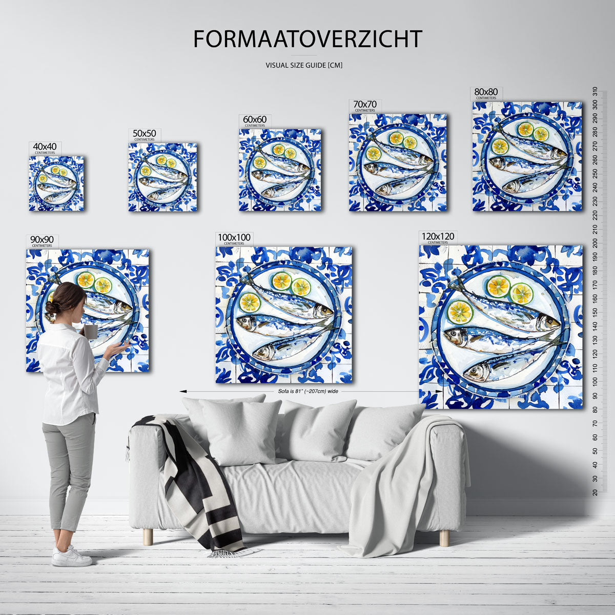 Vissen en citroenen – vierkante muurposter voor keuken of eethoek
