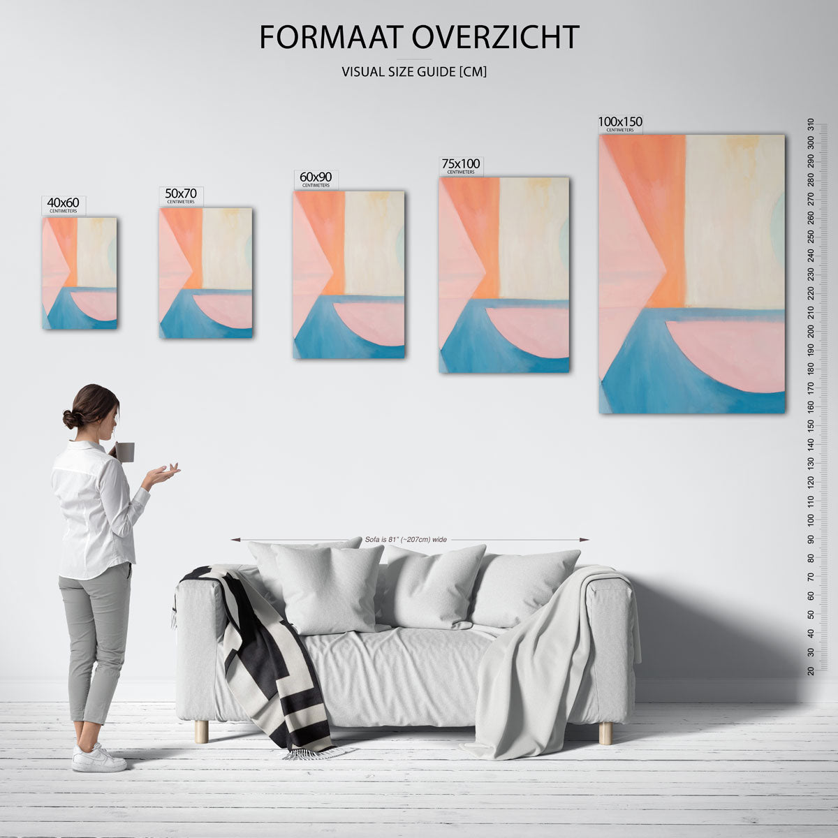 Geometrische vormen compositie – staand wanddecoratie kunstwerk