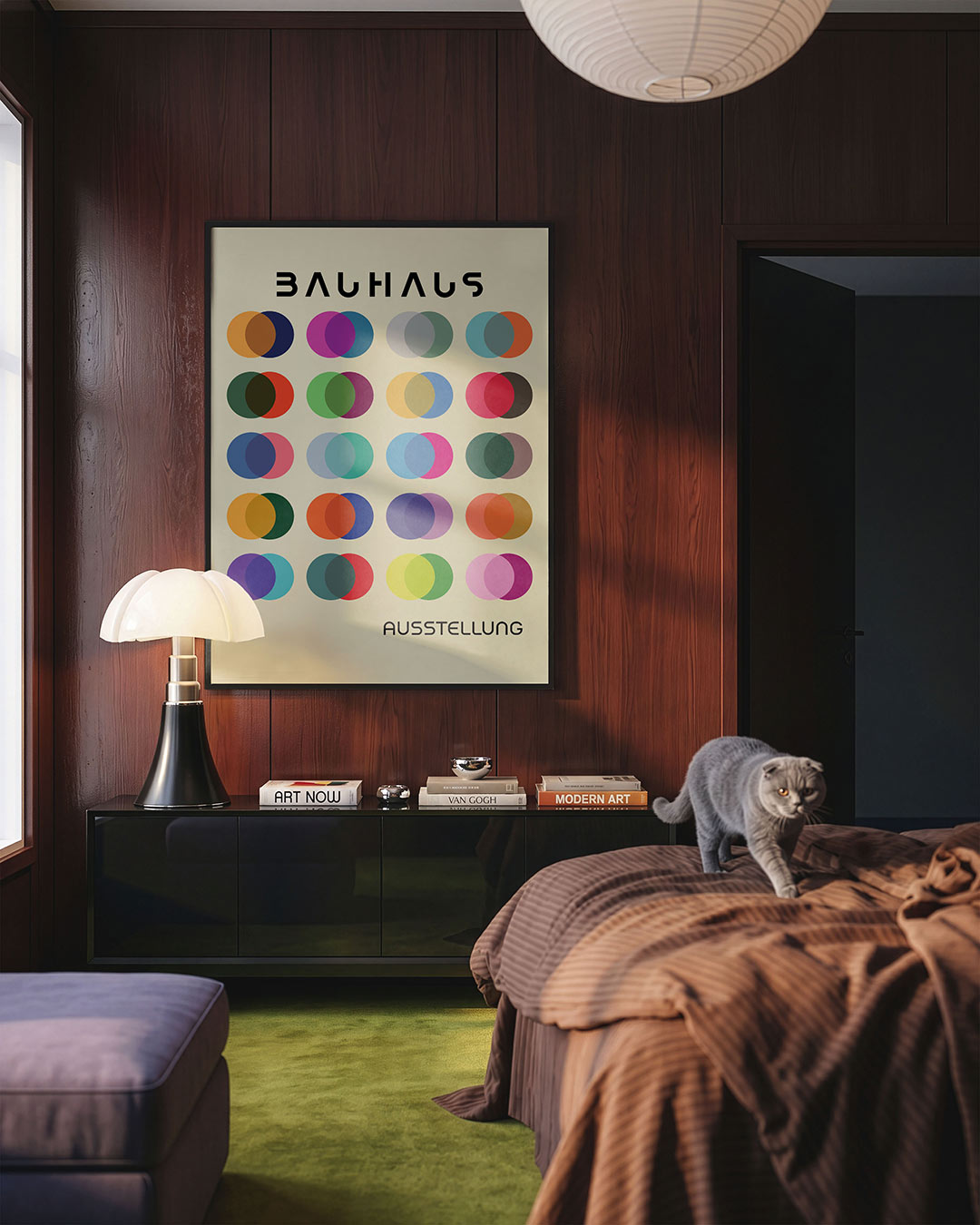 Cirkelpatroon en kleur – geometrische Bauhaus poster in staand formaat