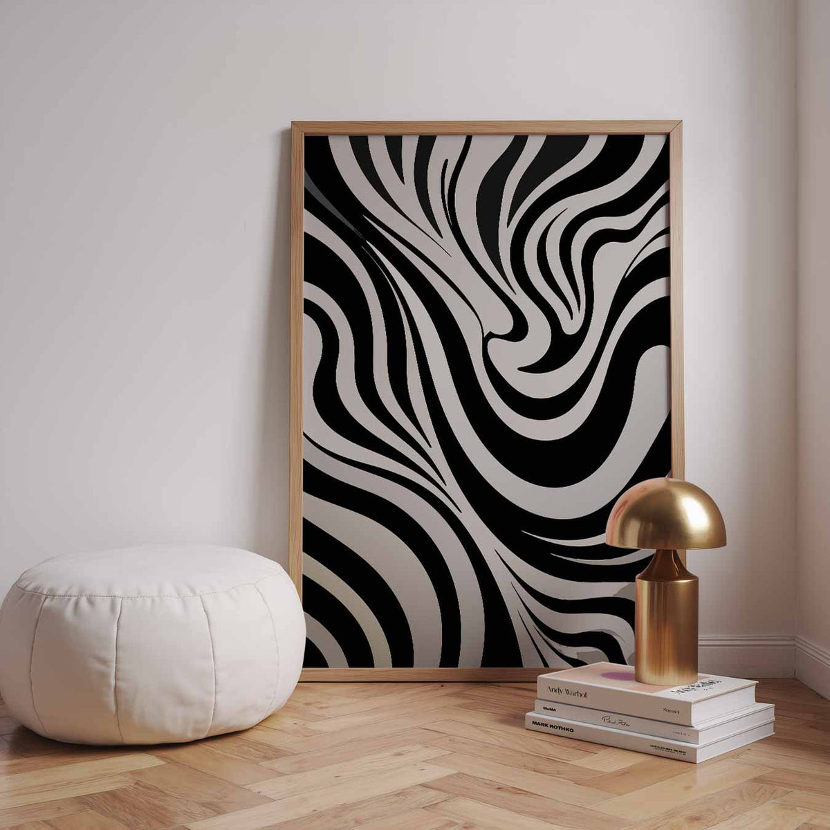 Zwart-Wit Abstracte Zebra – staande kleurrijke abstracte wanddecoratie van WallArtistic