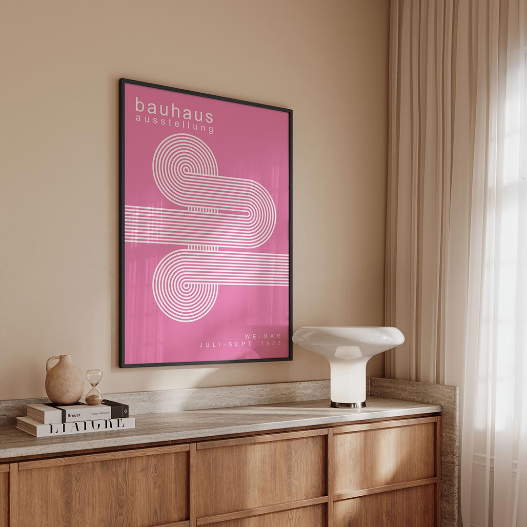 Lijnen en kleurvlakken – geometrische Bauhaus poster in staand formaat