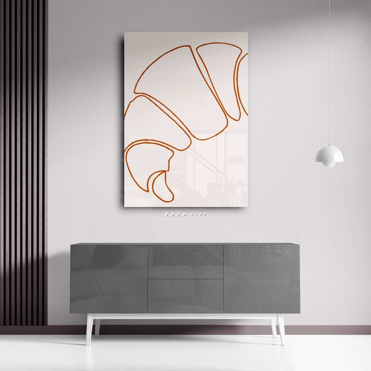 Simpele Croissant Sketch – kunstwerk met zwarte baklijst