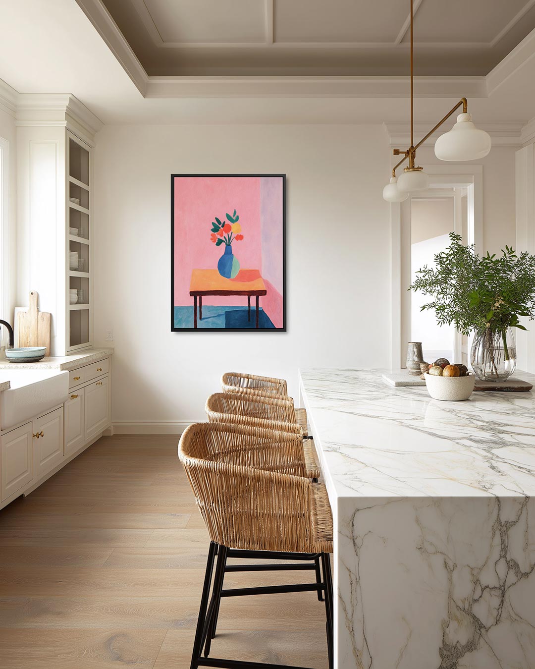 Vaas op tafel – staand wanddecoratie kunstwerk