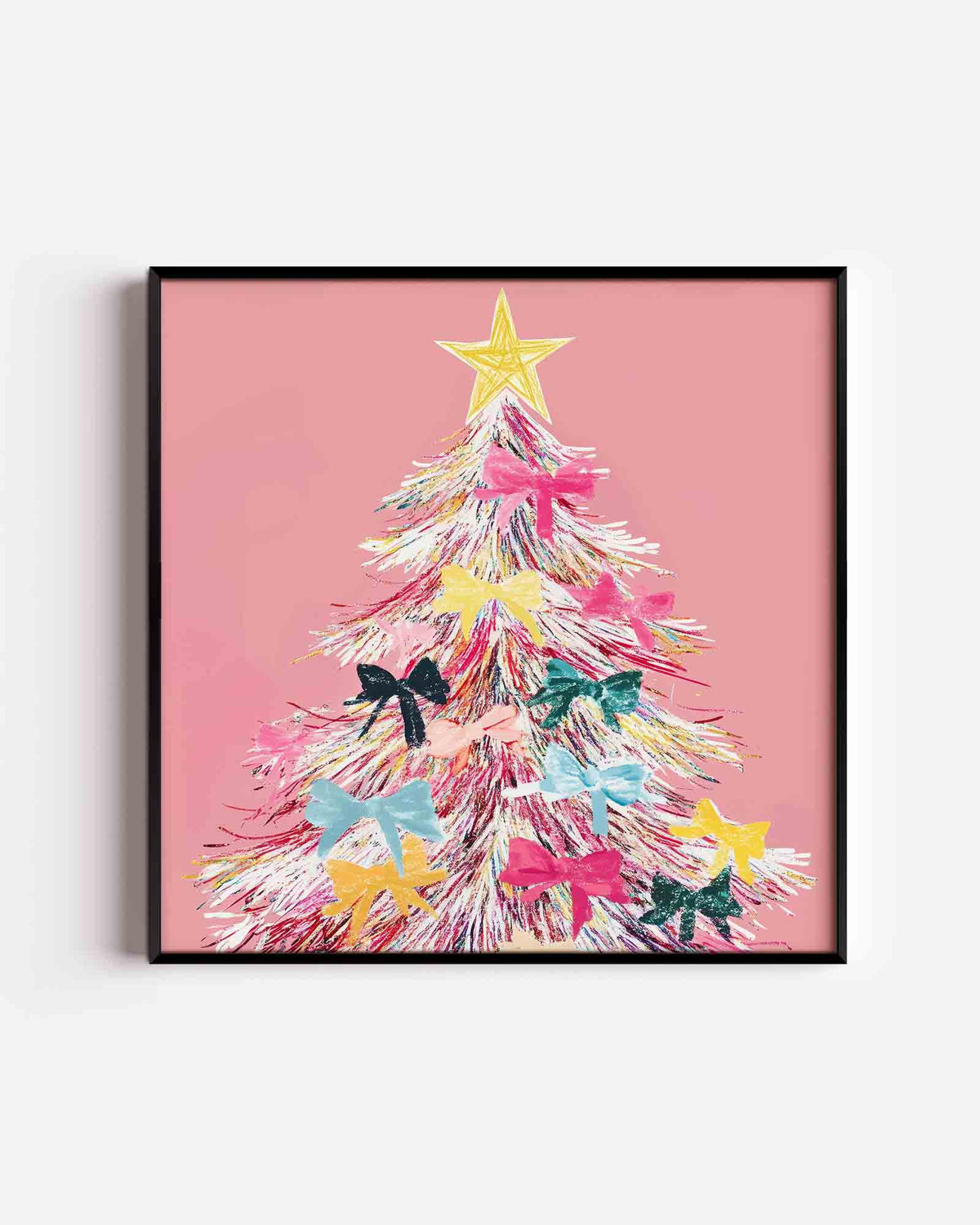 Kerstboom met strikken – vierkante kinderposter als wanddecoratie