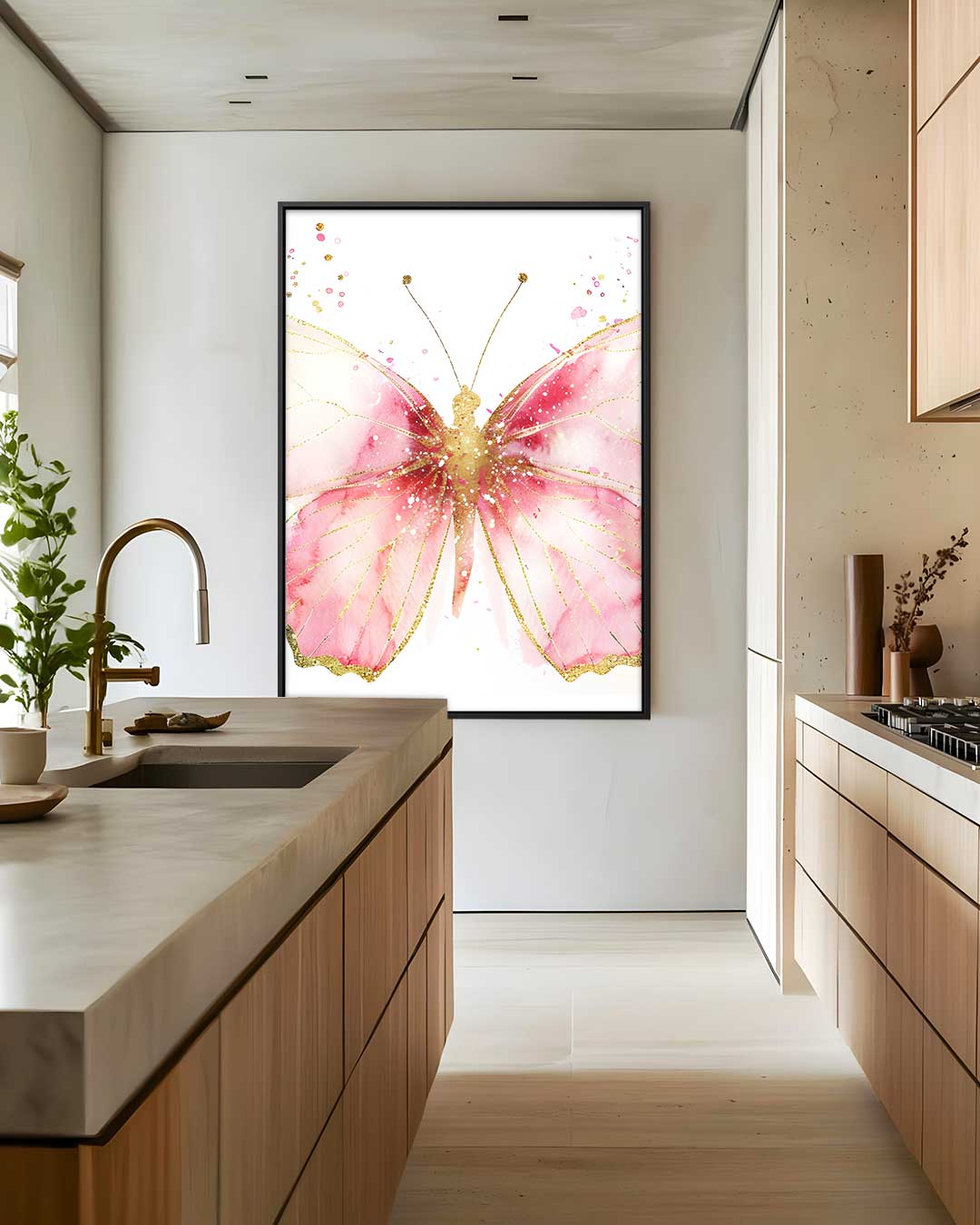 Dromerige Vlinder Aquarel – modern portret kunstwerk van WallArtistic
