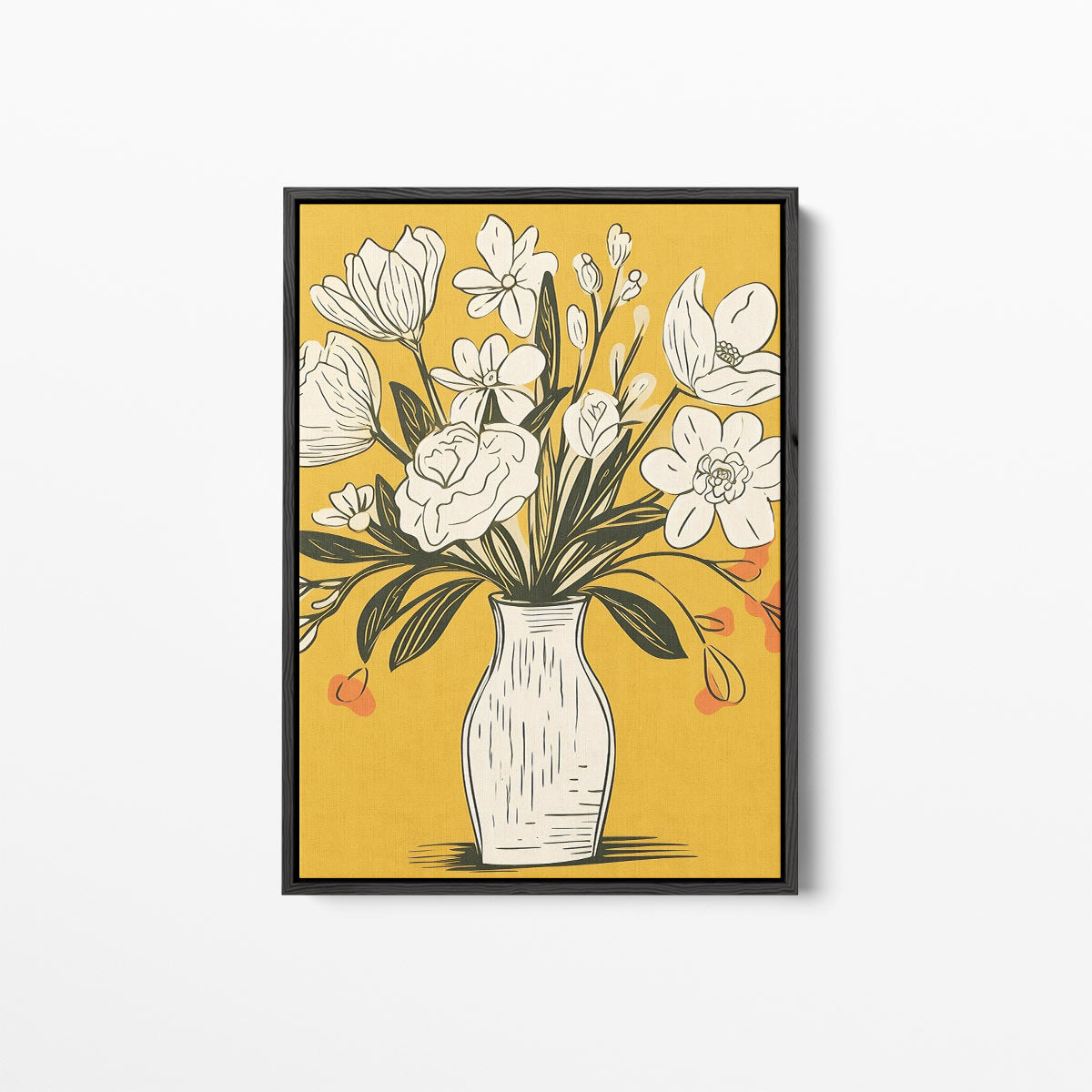 Tijdloze Bloemenvazen Illustratie – canvas kunstwerk als wanddecoratie