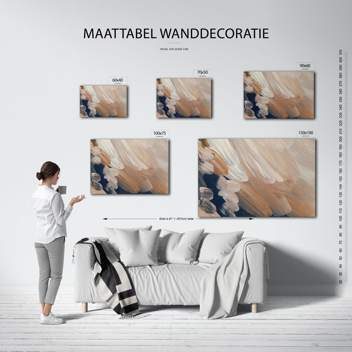 Organische penseelstreken – Creëren – moderne liggende wandkunst