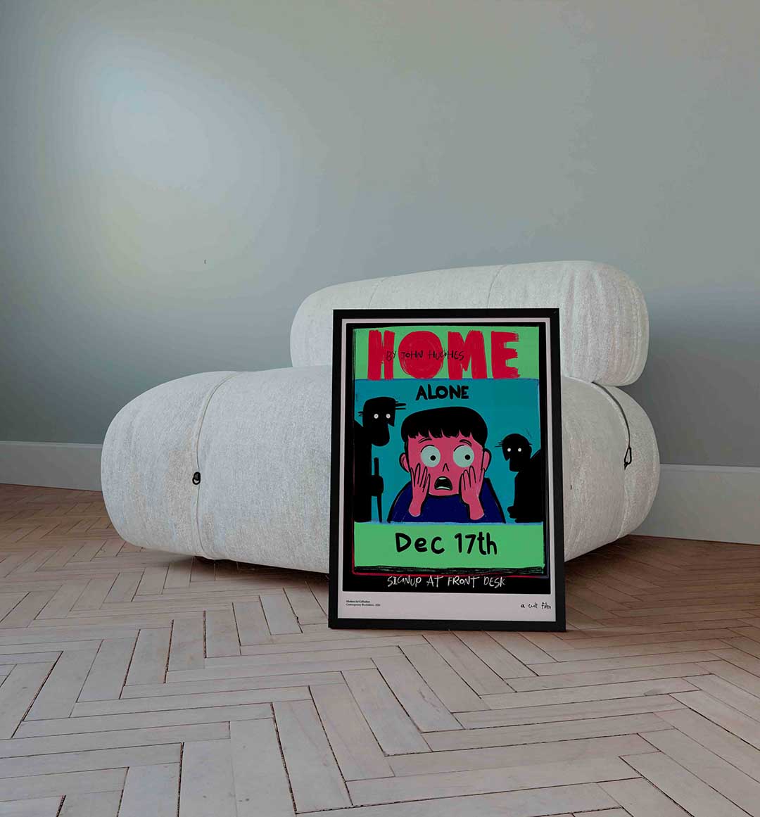 Jongen met handen op wangen – Streetart wandkunst als portret poster