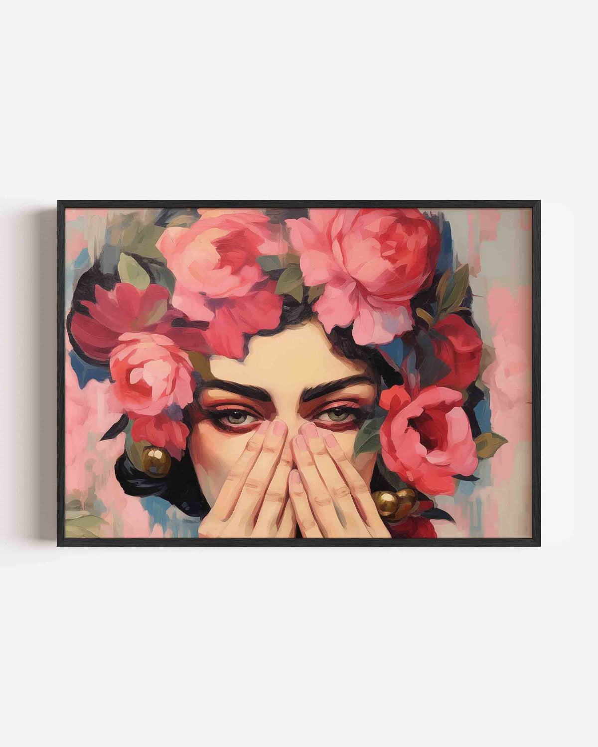 Bloemen en gezicht – vrouwelijk portret als landscape poster