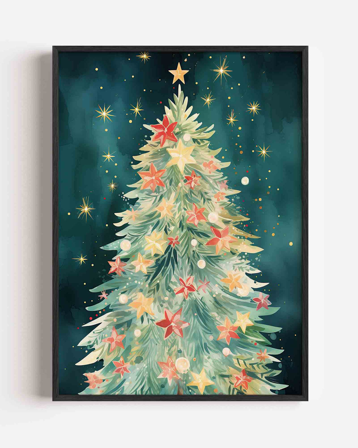 Kerstboom met sterren – kerst portret poster als wanddecoratie