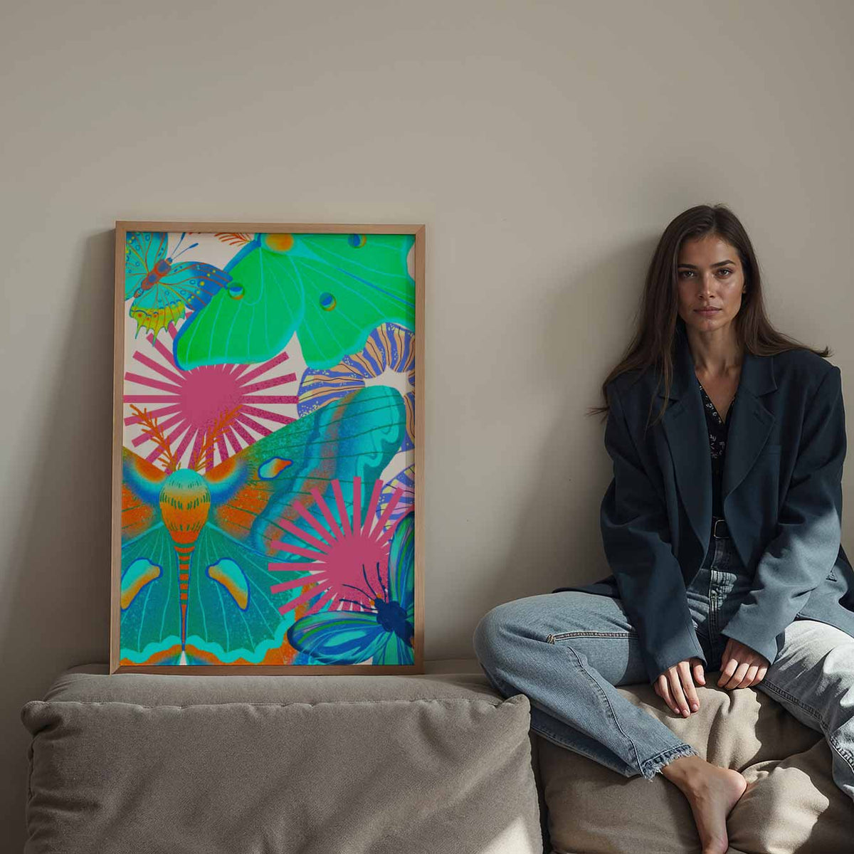 Kleurrijke Vlinders – Streetart wandkunst als portret poster