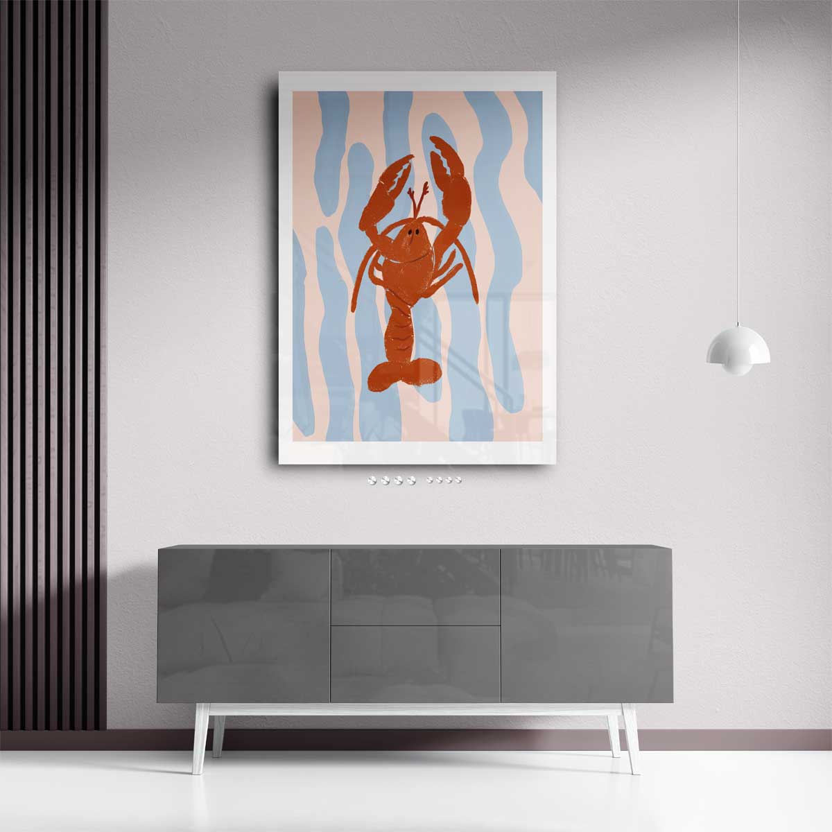 Dansende Kreeft op Zonnige Dag – staand kunstwerk voor modern interieur