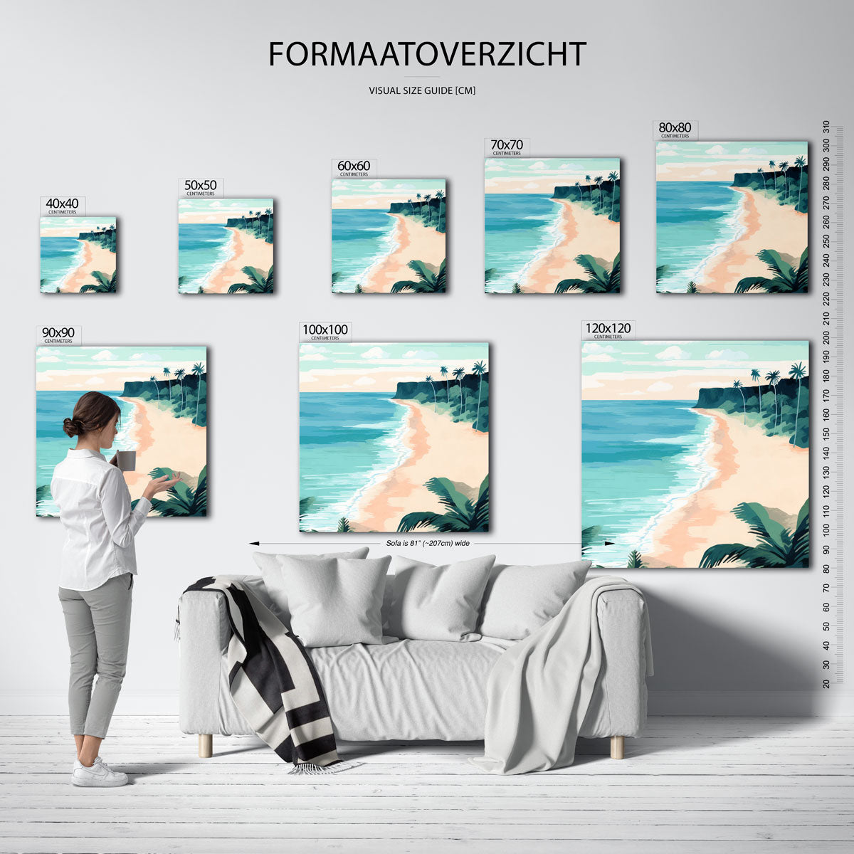Strand met palmbomen – vierkante muurposter voor keuken of eethoek