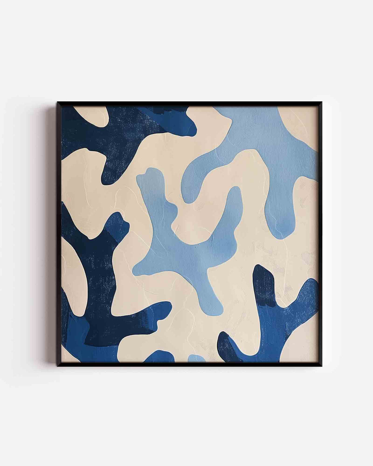 Abstracte blauwe vormen – design vierkante poster als wanddecoratie