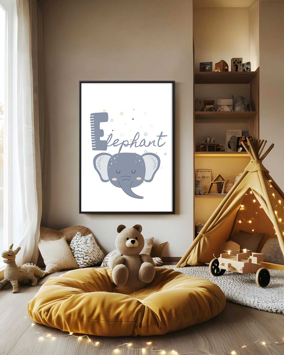 Dromerige Olifant Illustratie – modern portret kunstwerk van WallArtistic