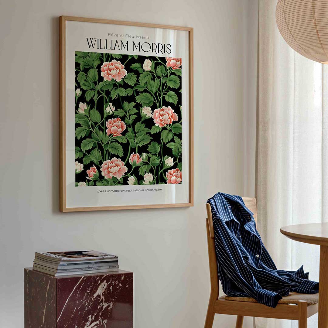 Bloemen en bladeren – William Morris poster in staand formaat