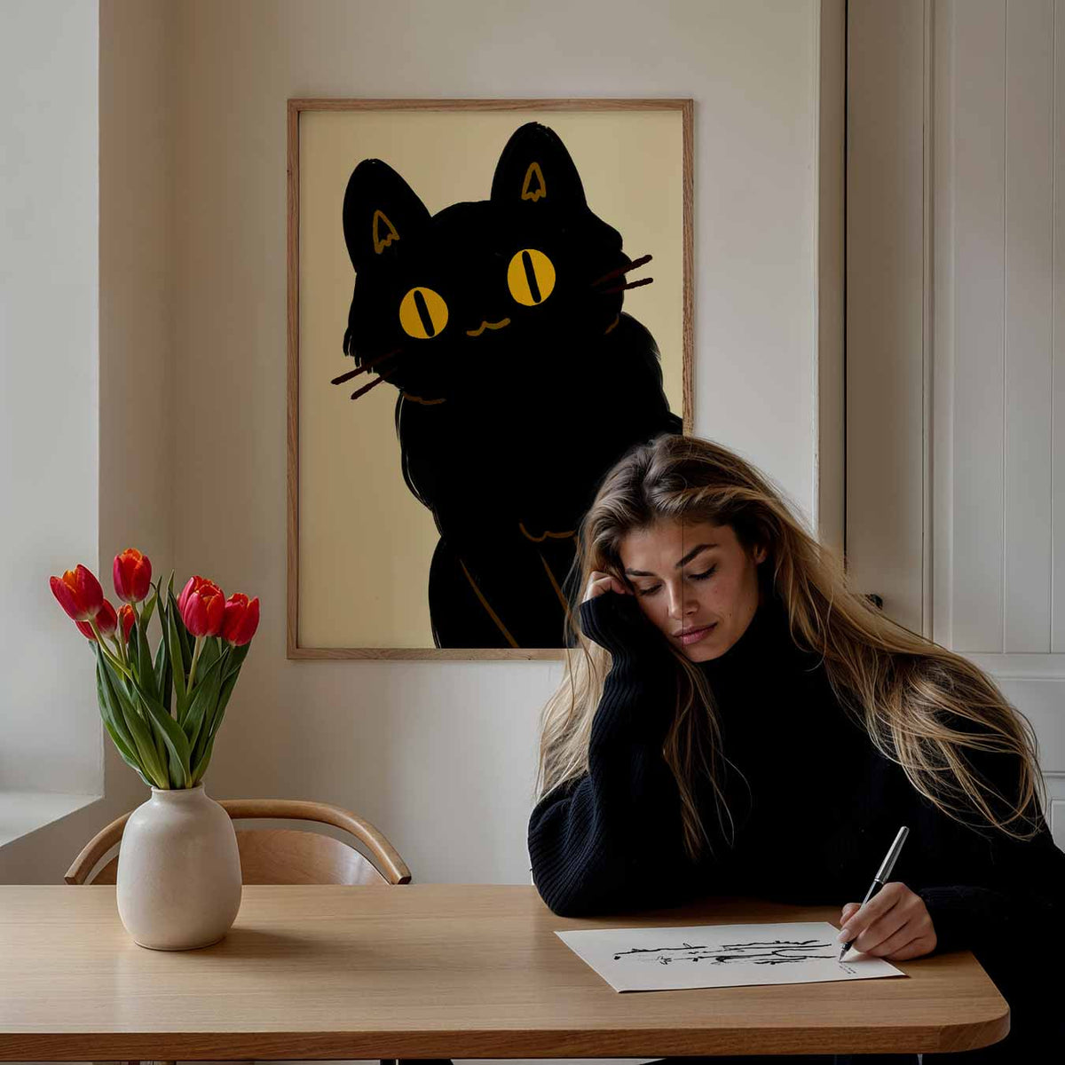 Mystieke Kattenblik – staande muurposter voor de kinderkamer
