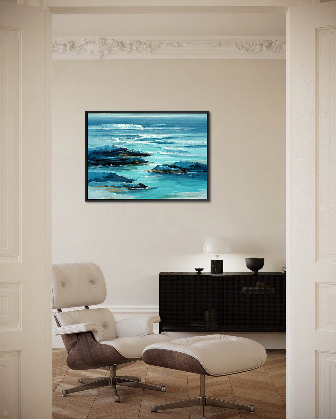 Zeezicht compositie – liggende wanddecoratie