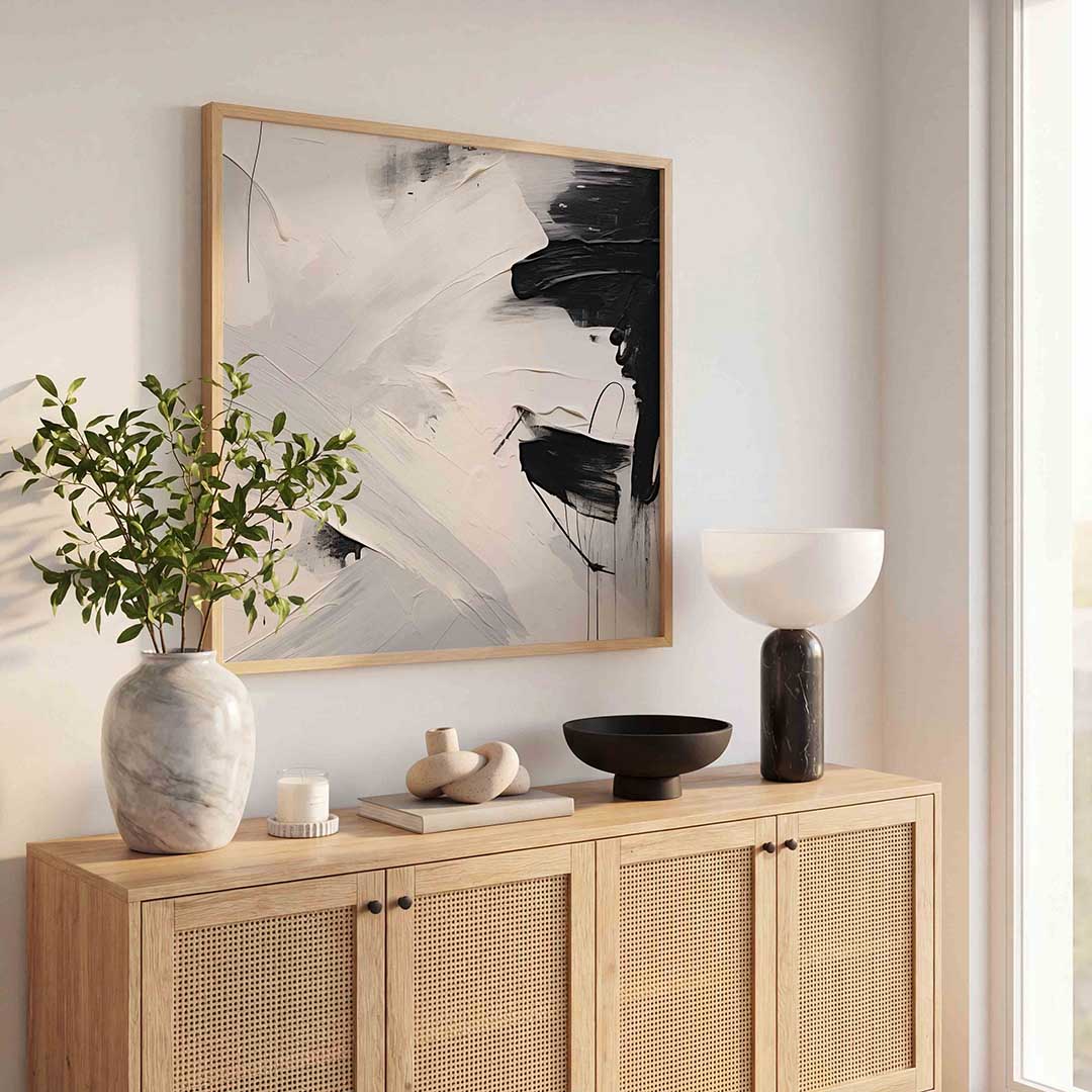 Abstracte zwart wit – abstracte wandkunst als vierkante poster