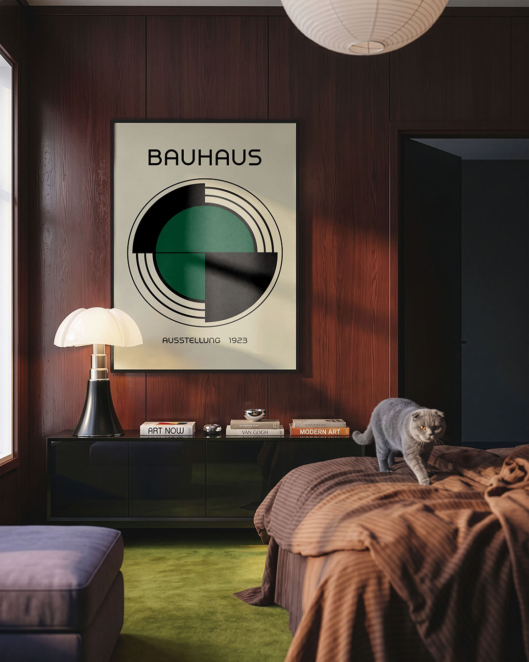 Cirkel en lijnen – geometrische Bauhaus poster in staand formaat