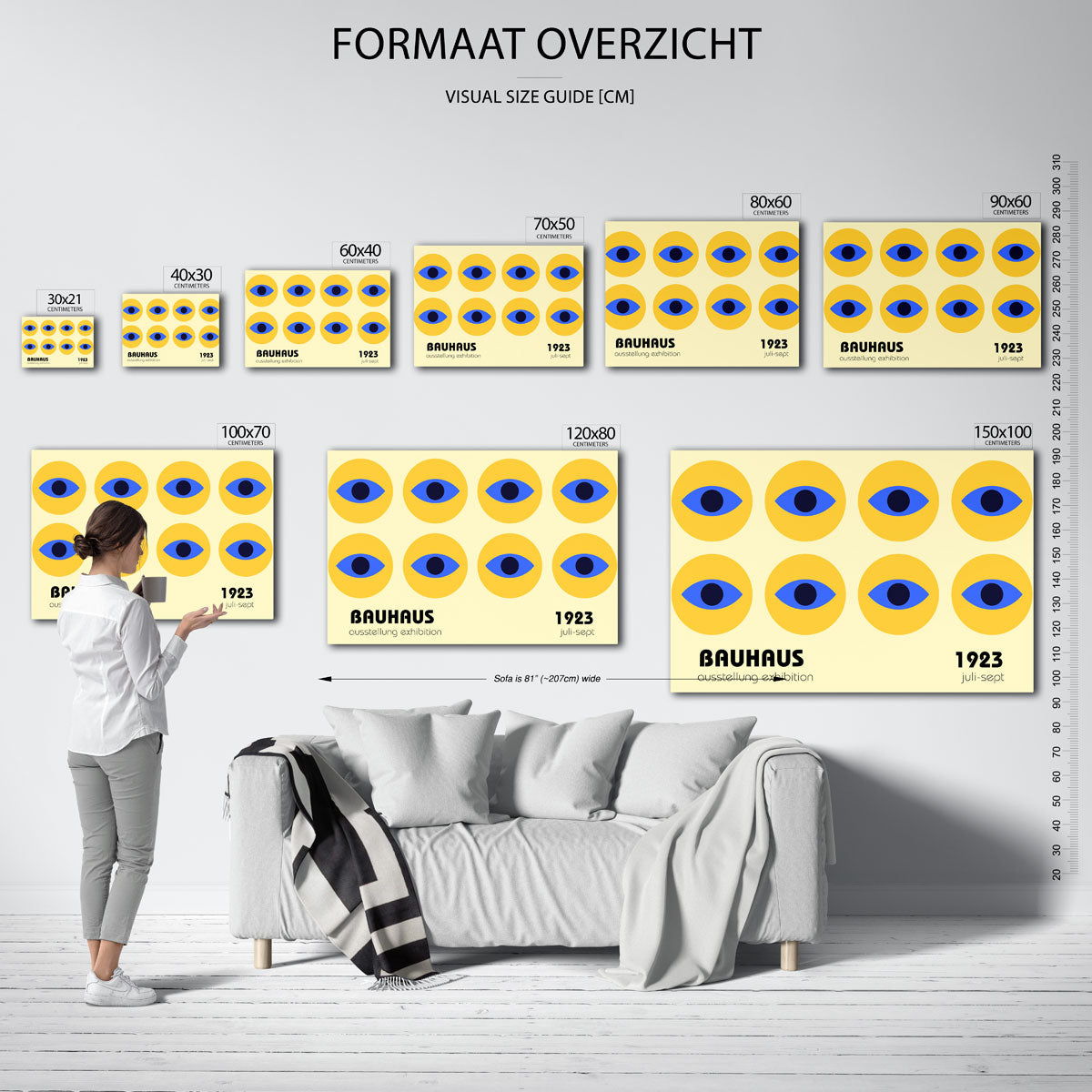 Oogvormen herhaling – geometrische poster in Bauhaus-stijl van WallArtistic