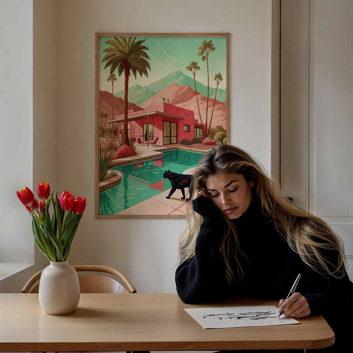 Retro Palm Springs – staande dieren wanddecoratie van WallArtistic