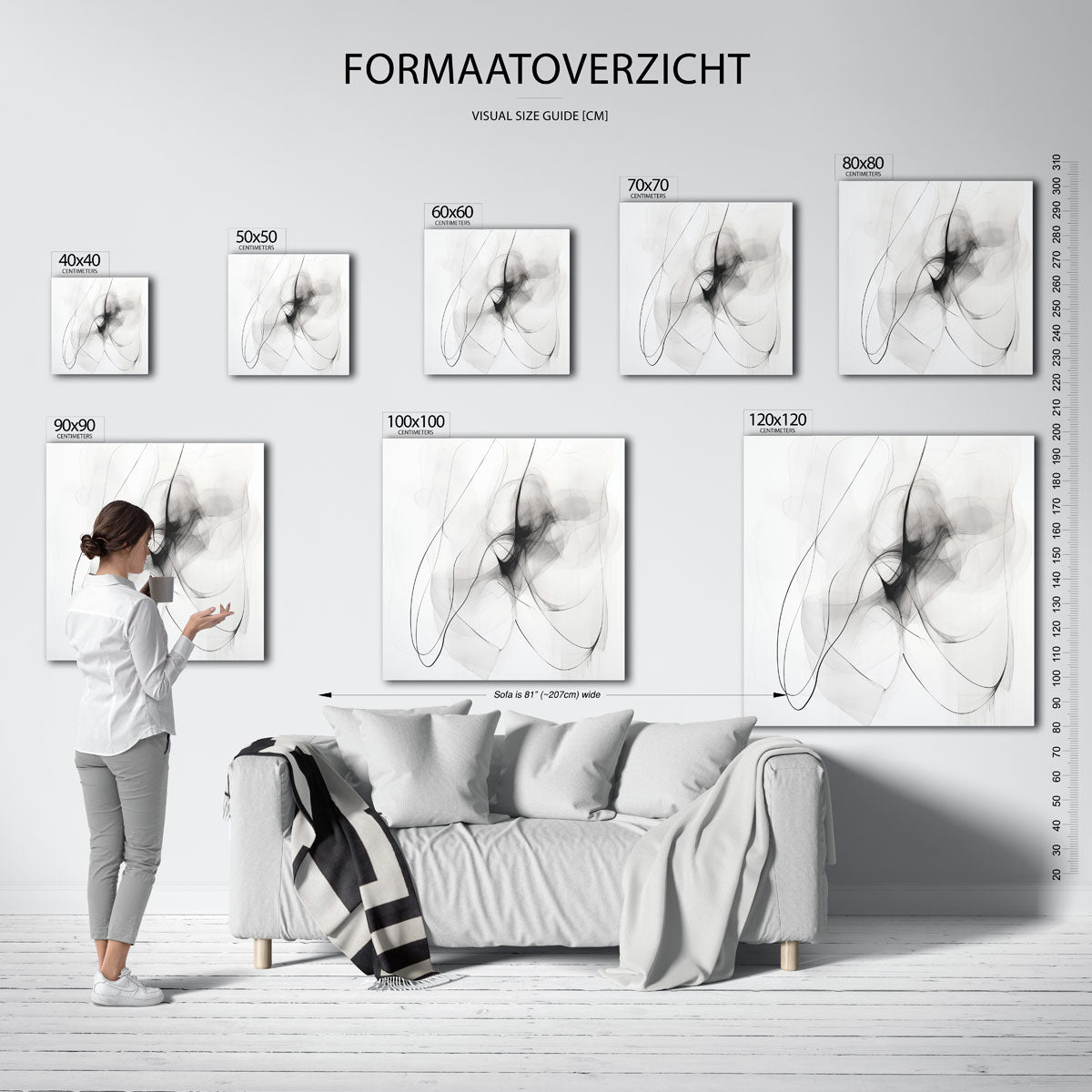 Abstracte lijnen – vierkante muurposter met kleurrijke vormen