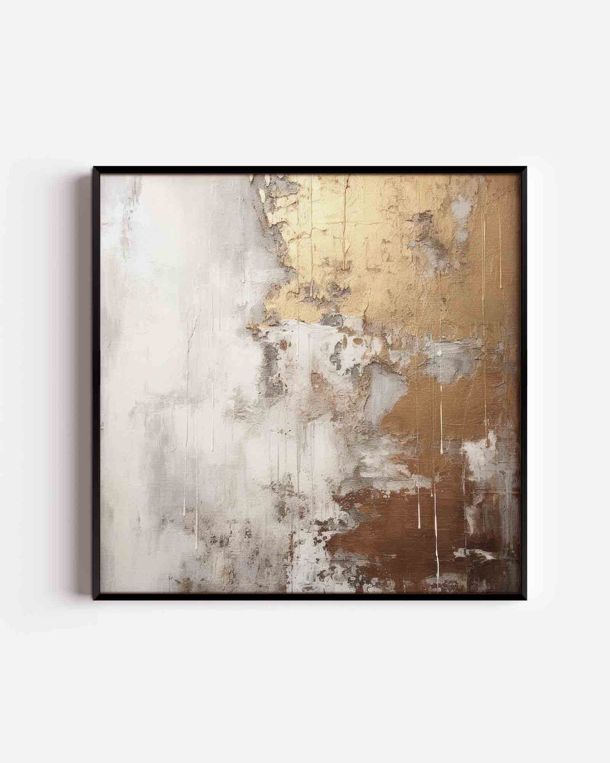 Goud en wit abstracte – zacht abstracte vierkante poster als wanddecoratie