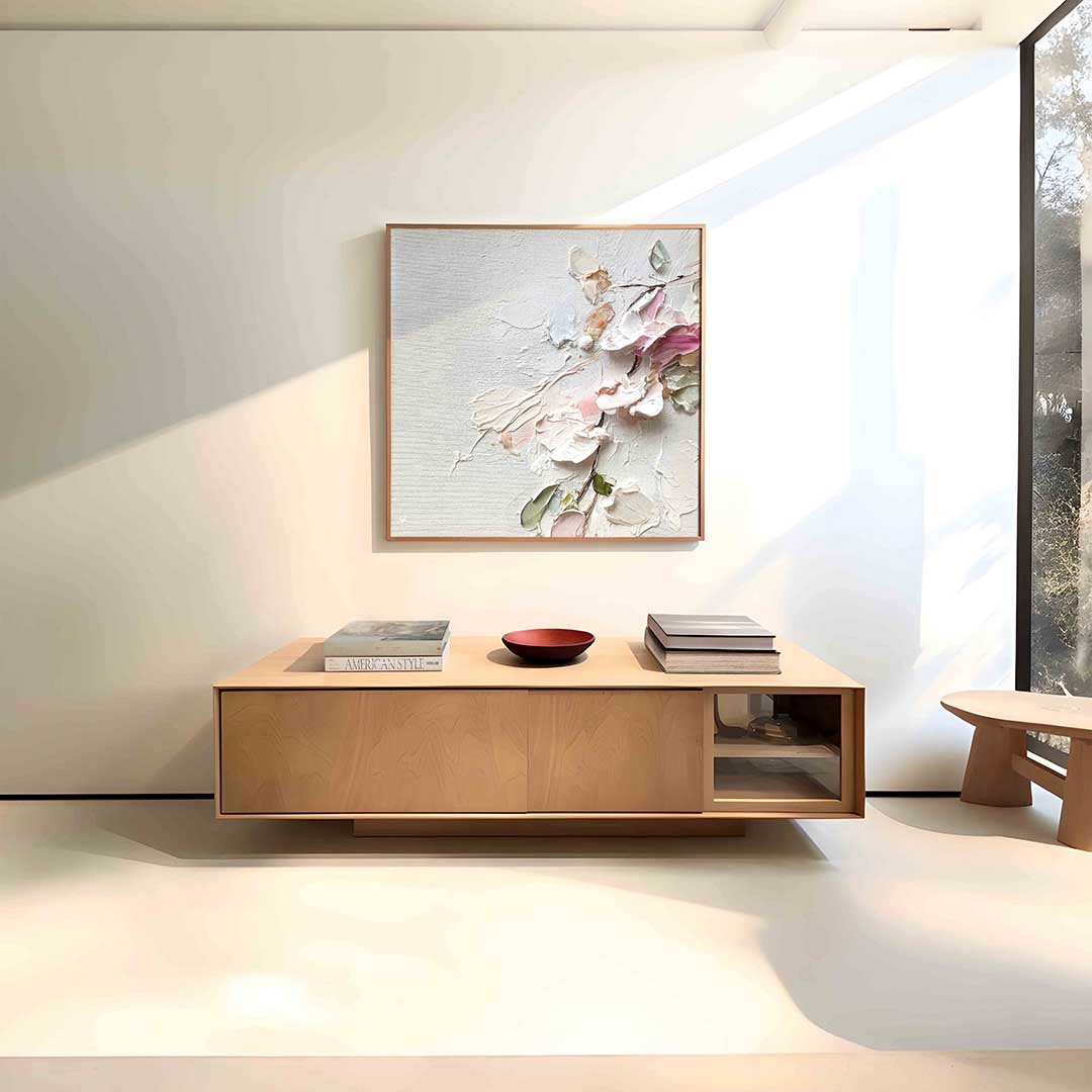 Bloemmotief met pasteltinten – vierkante abstracte wanddecoratie van WallArtistic