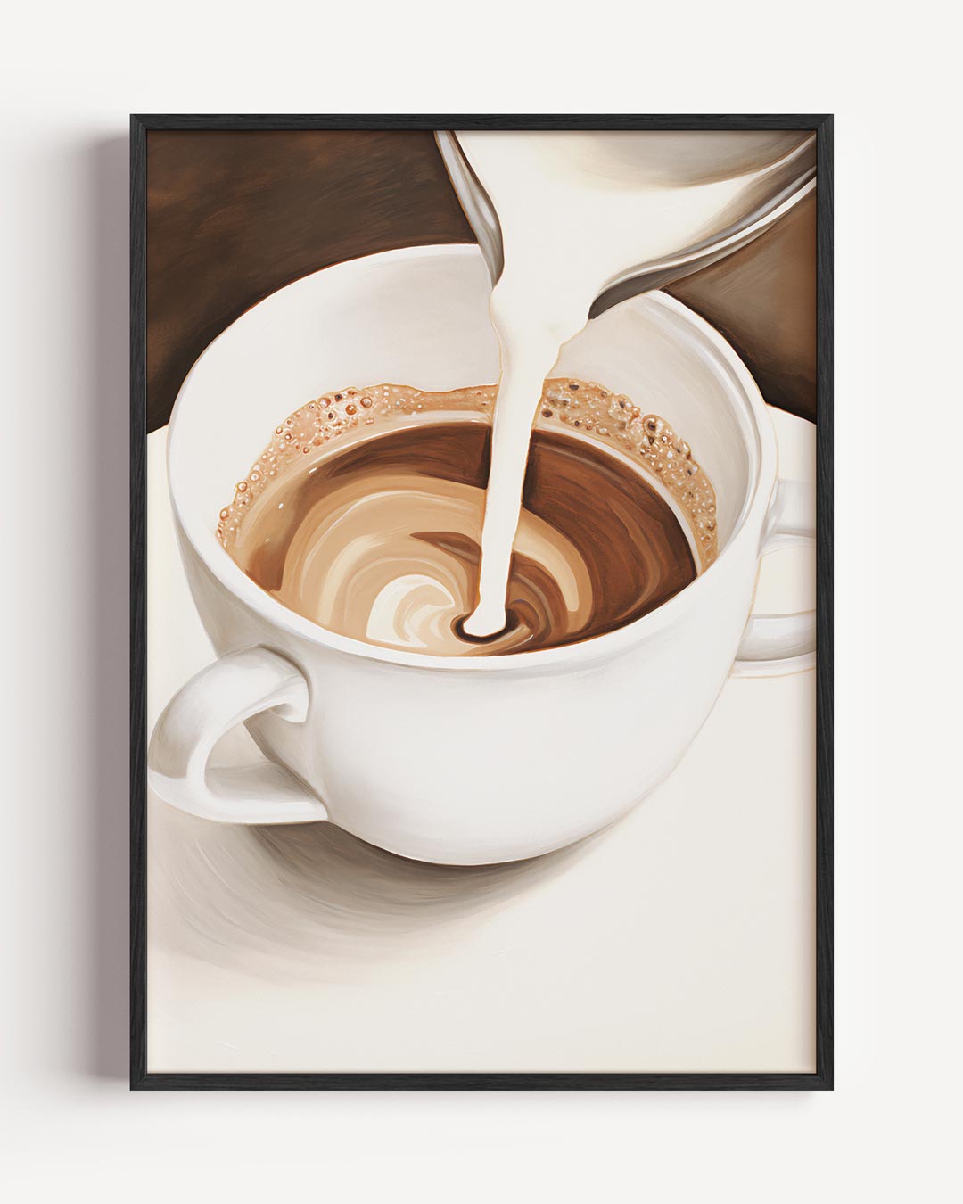 Koffie met Melk Ingegoten – keuken portret poster als wanddecoratie