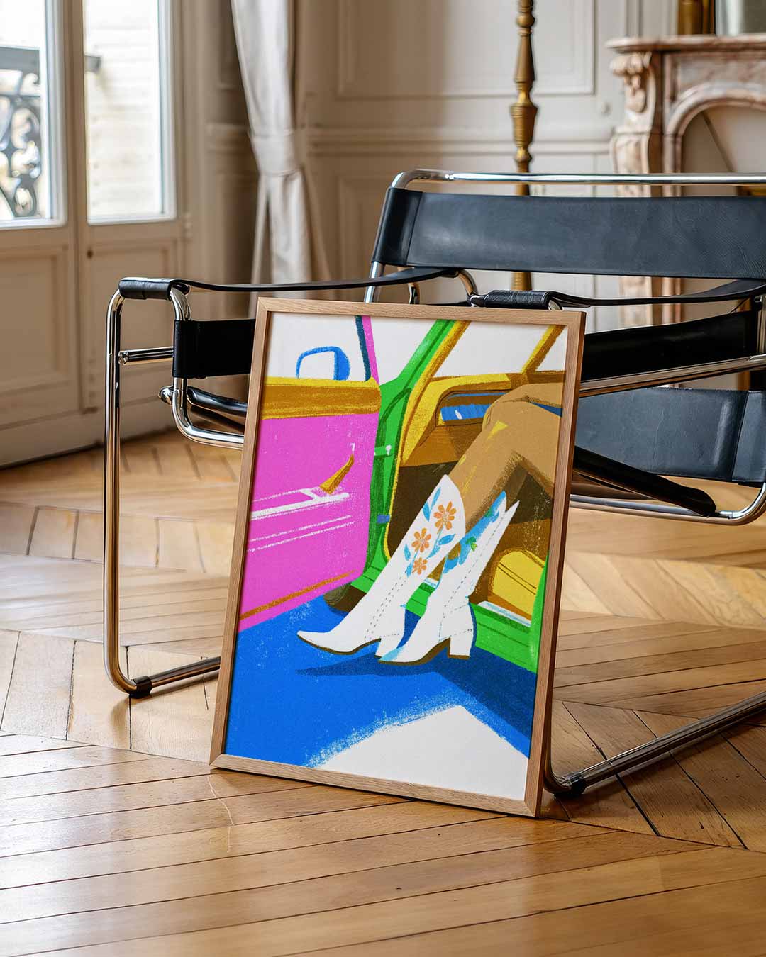 Trendy Retro Boots – staande muurposter voor Pasen