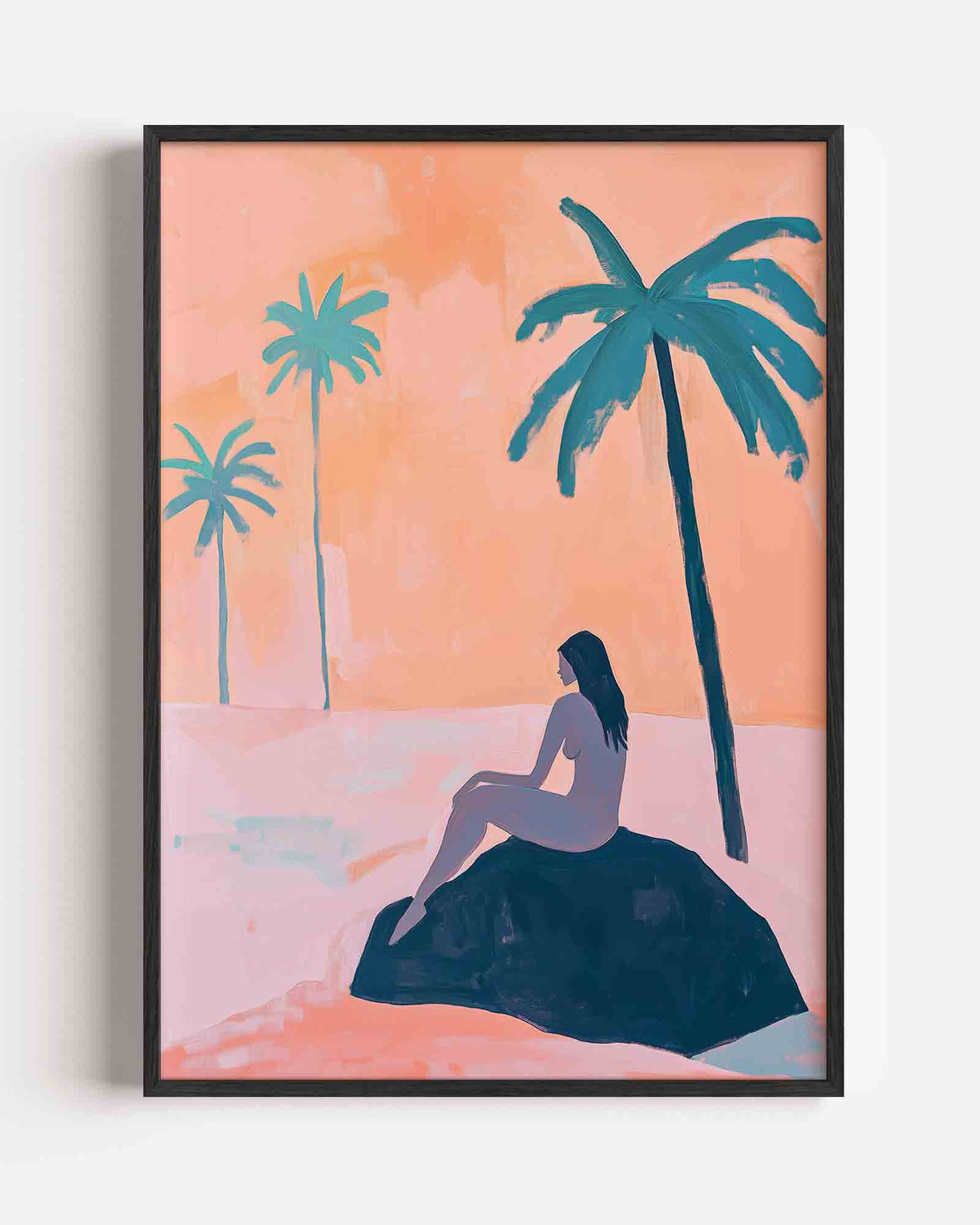 Zittende figuur met palmbomen – jungle portret poster als wanddecoratie