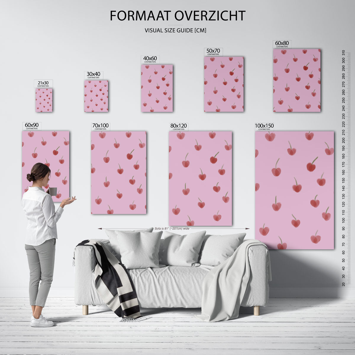 Kersenpatroon – staande muurposter met kunst en design