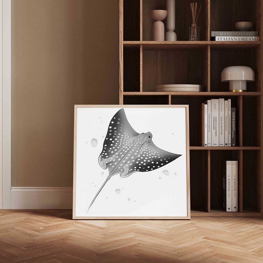 Pijlstaartrog – kleurrijke vierkante wanddecoratie van WallArtistic