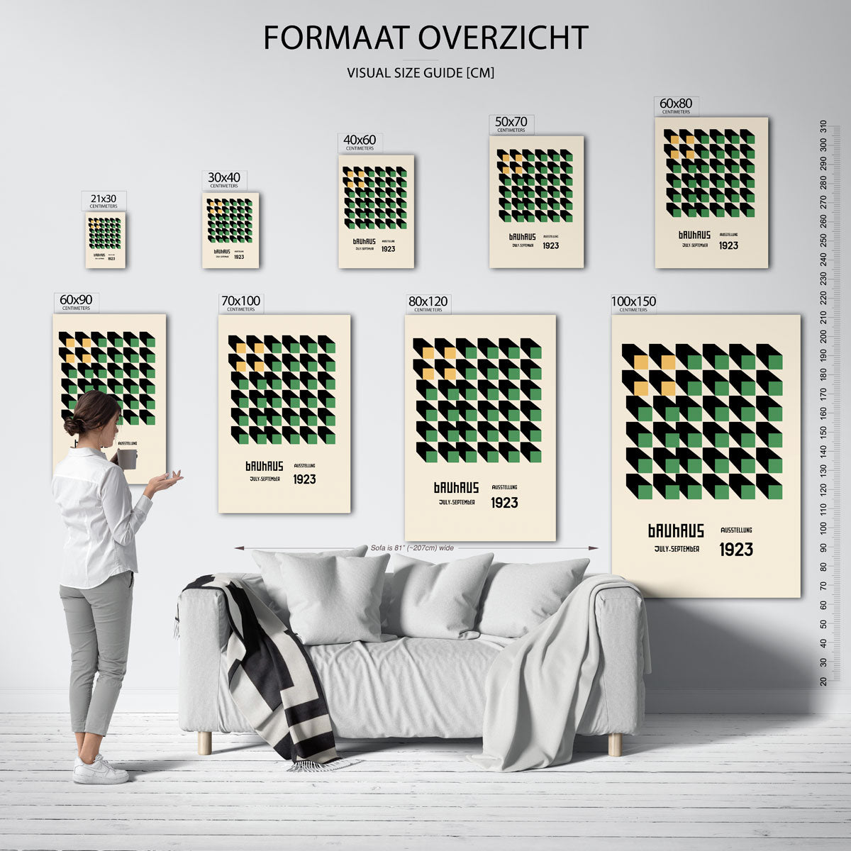 Vorm en schaduw – geometrische poster in Bauhaus-stijl van WallArtistic