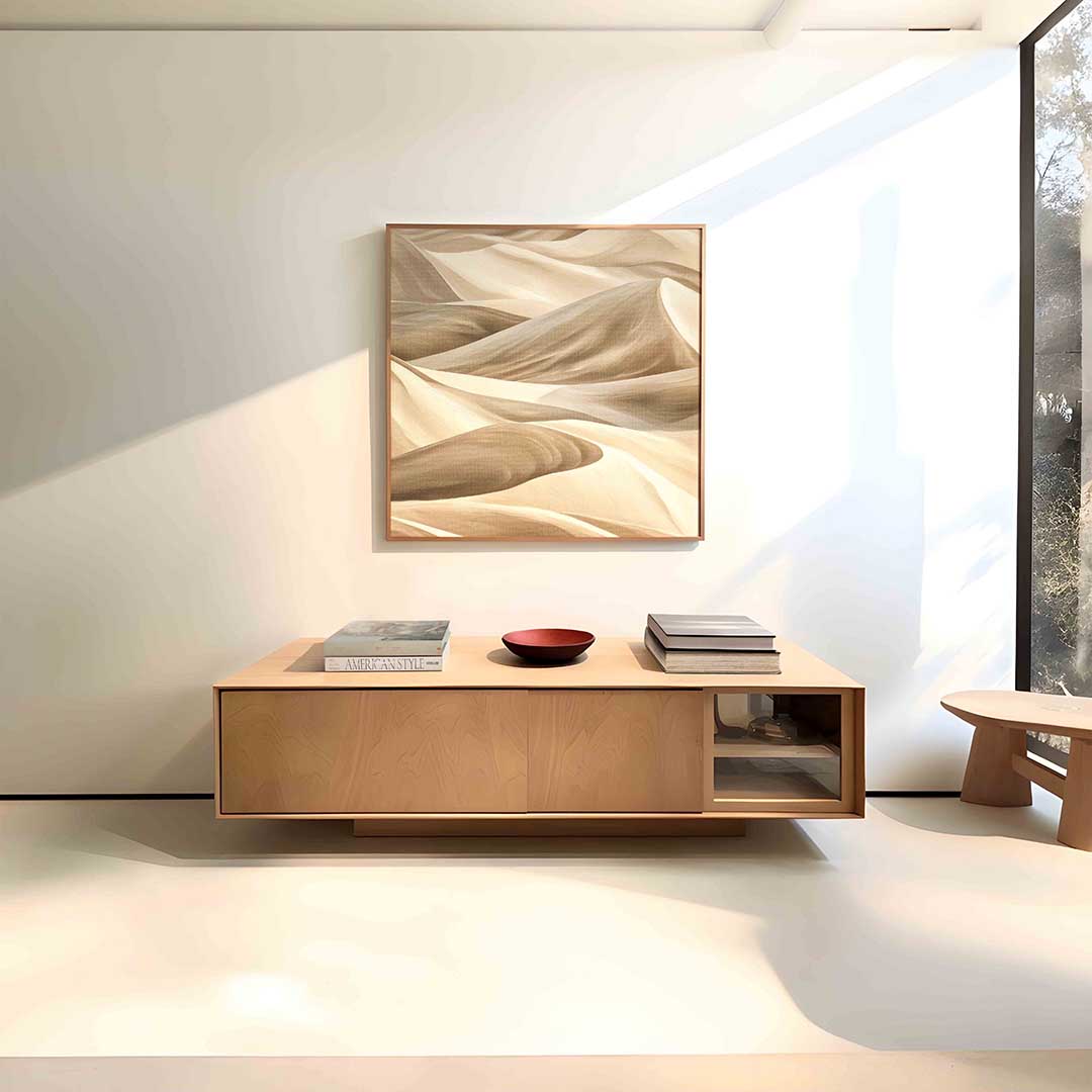 Golvende zandduinen – vierkante abstracte wanddecoratie van WallArtistic