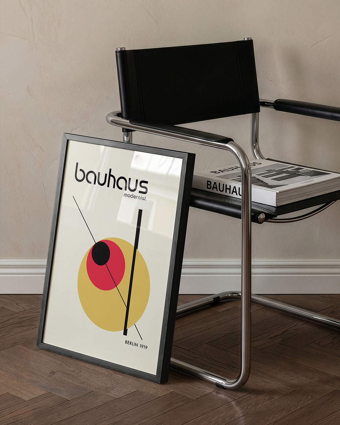 Vorm en lijnenspel – staande Bauhaus poster voor aan de muur