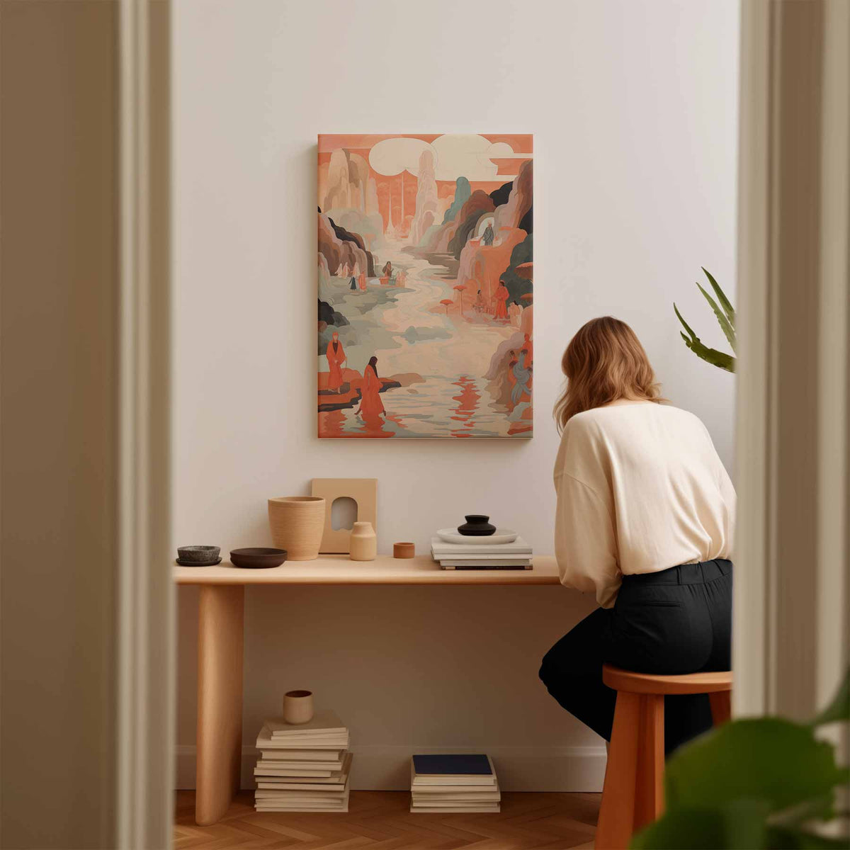 Magisch Landschap in Zachte Tinten – plexiglas wanddecoratie in portret formaat
