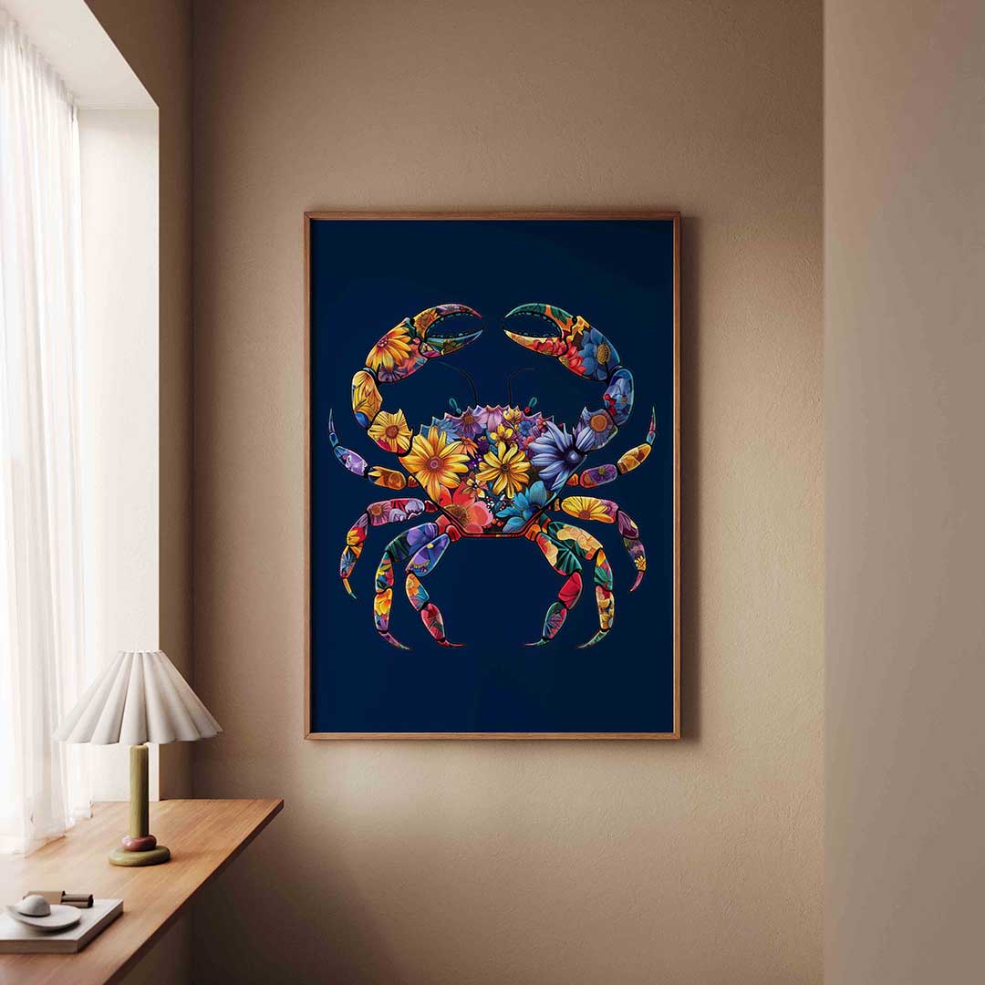 Bloemenkrab – staande dieren wanddecoratie van WallArtistic