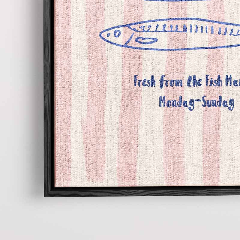 Seafood Marktplaats Poster – kunstwerk met zwarte baklijst